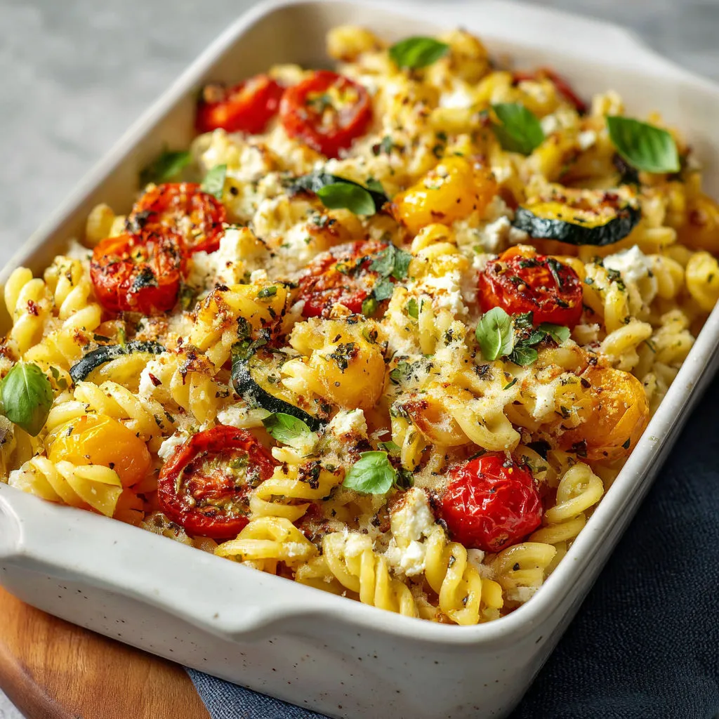 Cheesy Baked Feta Pasta with Vegetables
