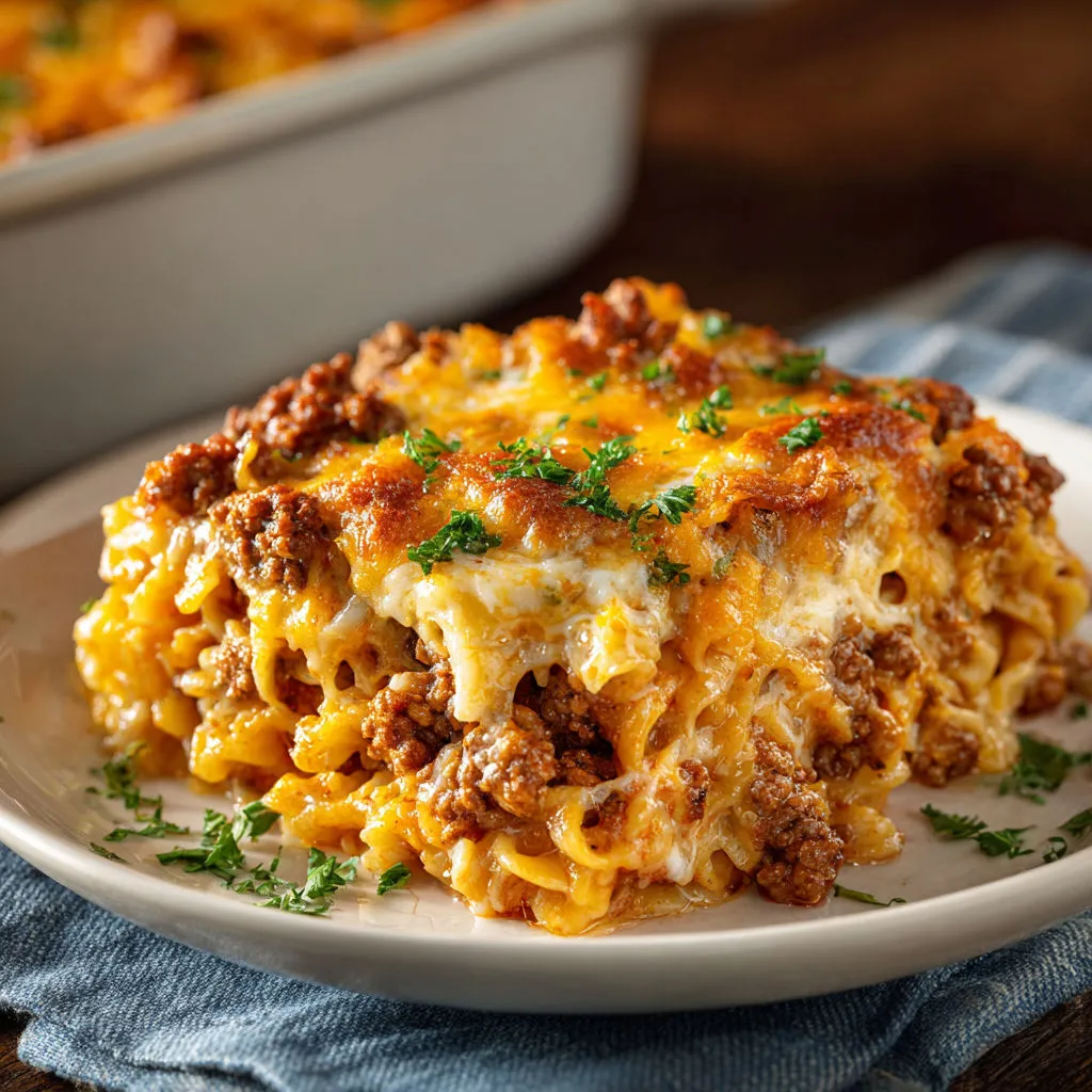 Cheesy Baked Hamburger Casserole
