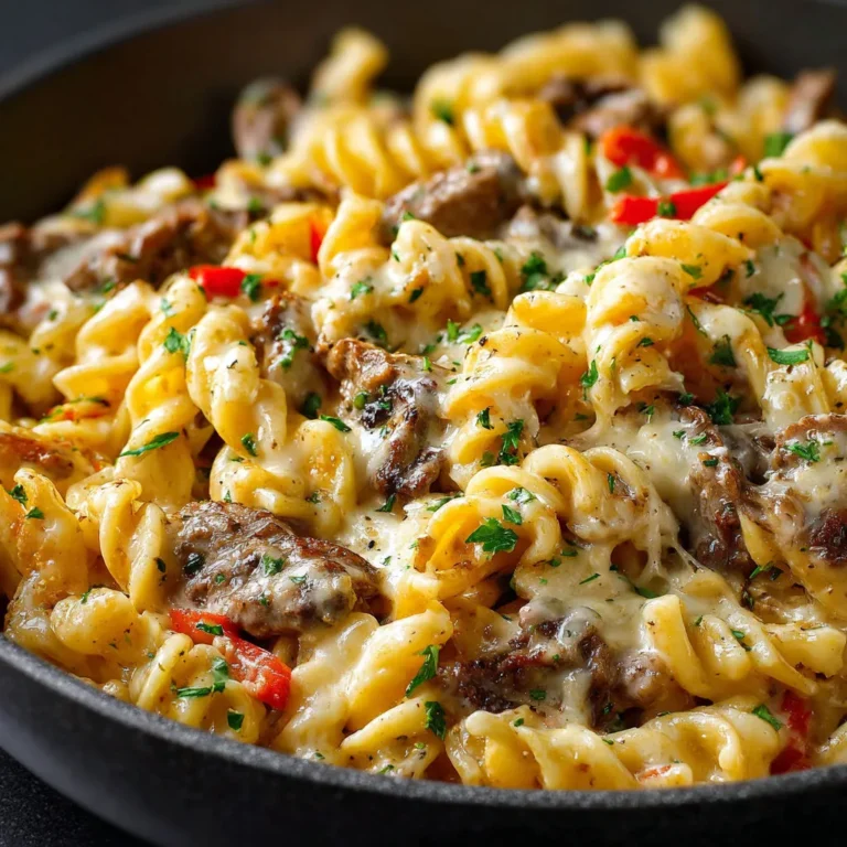 Cheesy Philly Cheesesteak Pasta Bake Recipe