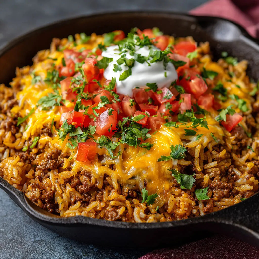 Cheesy Taco Rice Skillet: Quick and Delicious One-Pot Dinner