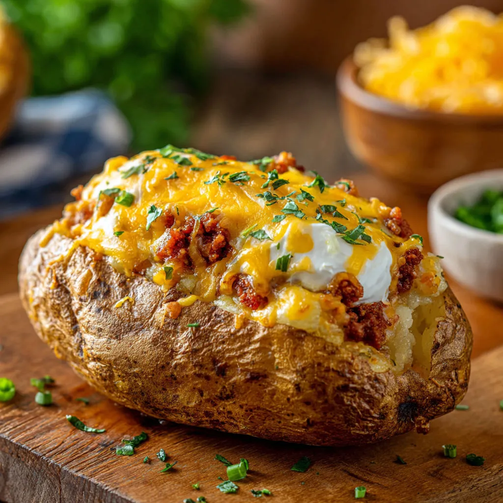 Cheesy Taco Stuffed Baked Potatoes