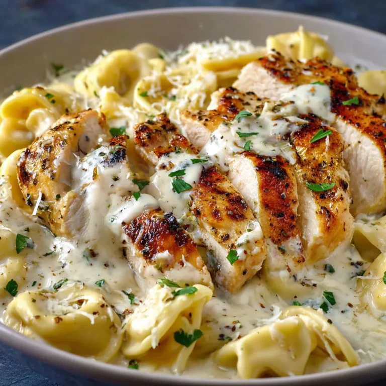 Creamy Asiago Tortelloni Alfredo with Chicken