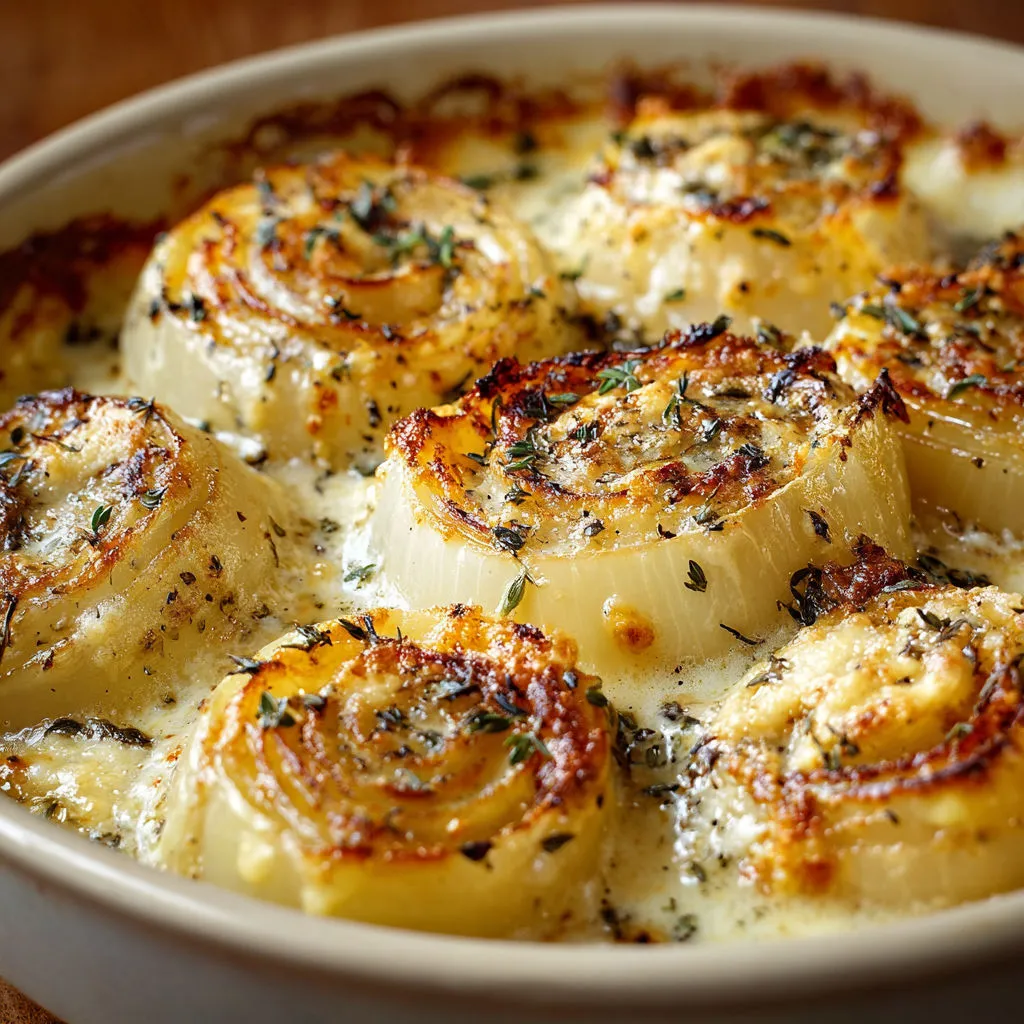 Creamy Baked Onions with Asiago Cheese