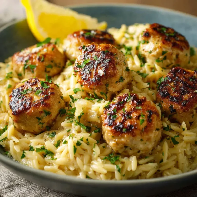 Creamy Lemon Orzo Chicken Meatballs Recipe