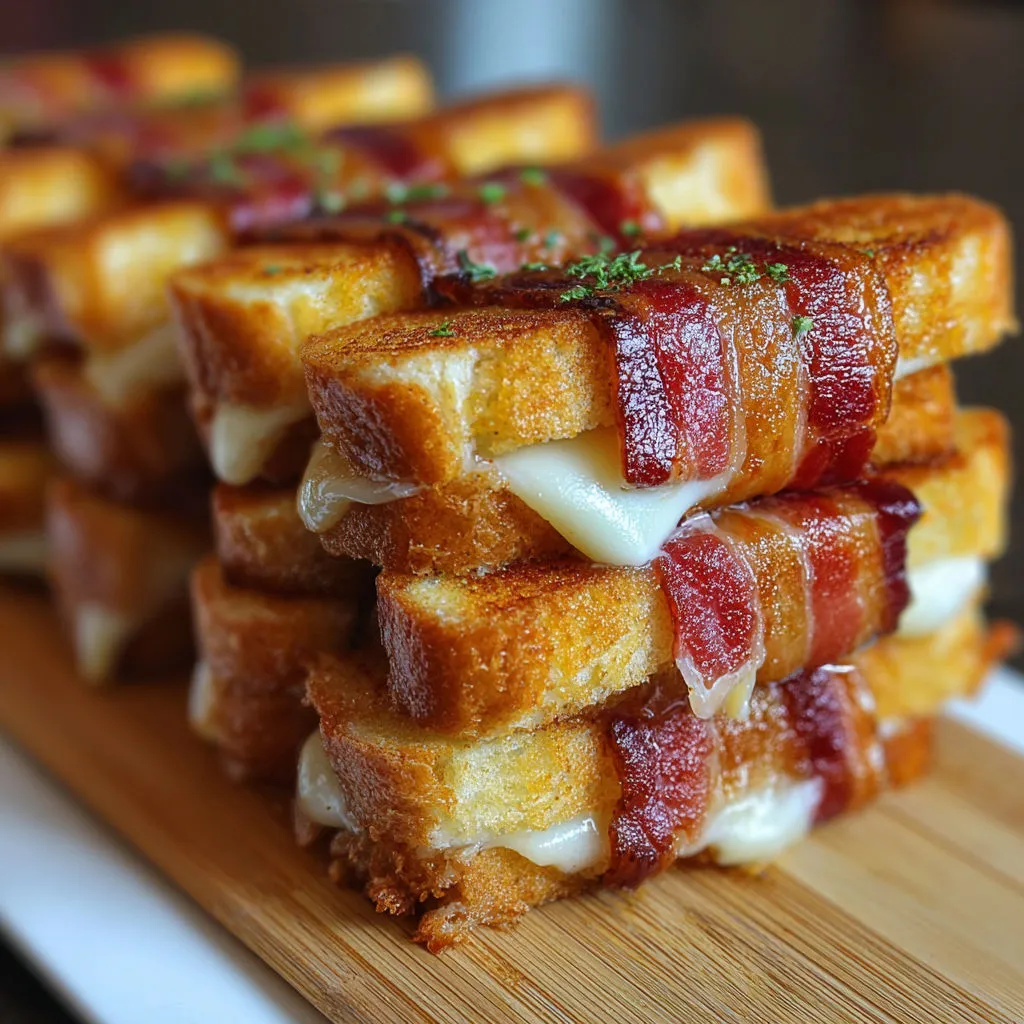 Crispy Bacon-Wrapped Grilled Cheese Sticks
