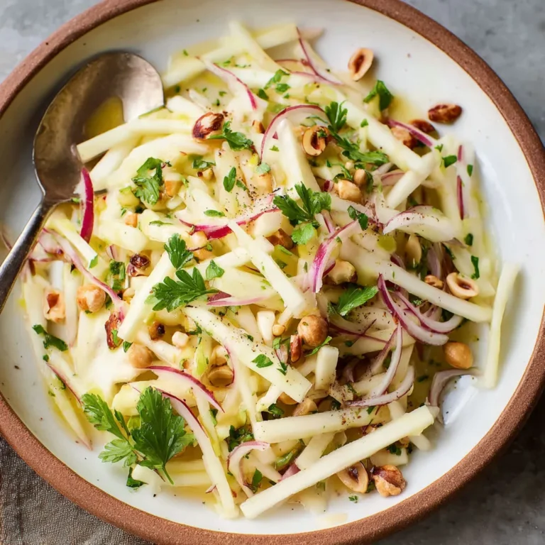 Crunchy Kohlrabi Apple Slaw with Hazelnuts