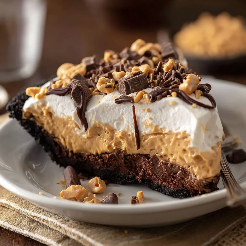 Decadent Peanut Butter Pie with Brownie Base
