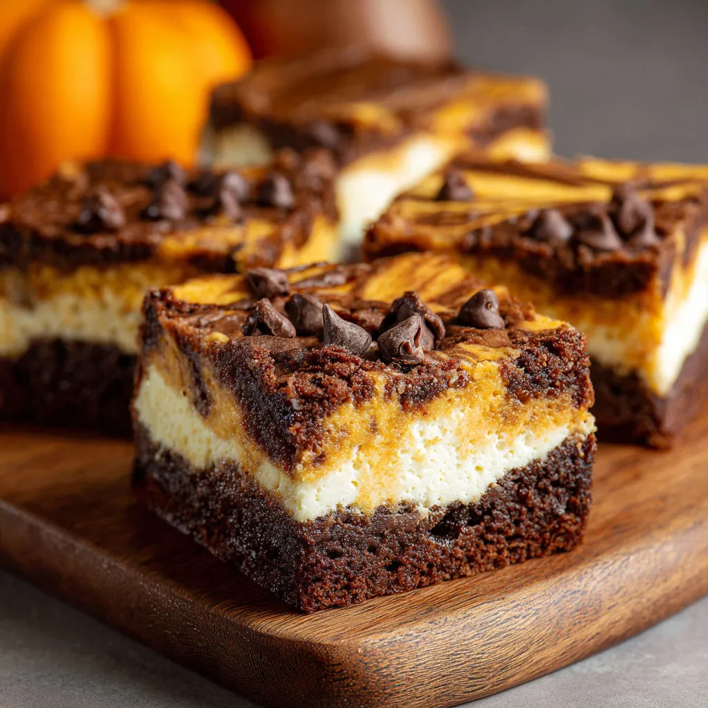 Decadent Pumpkin Cheesecake Swirl Brownies