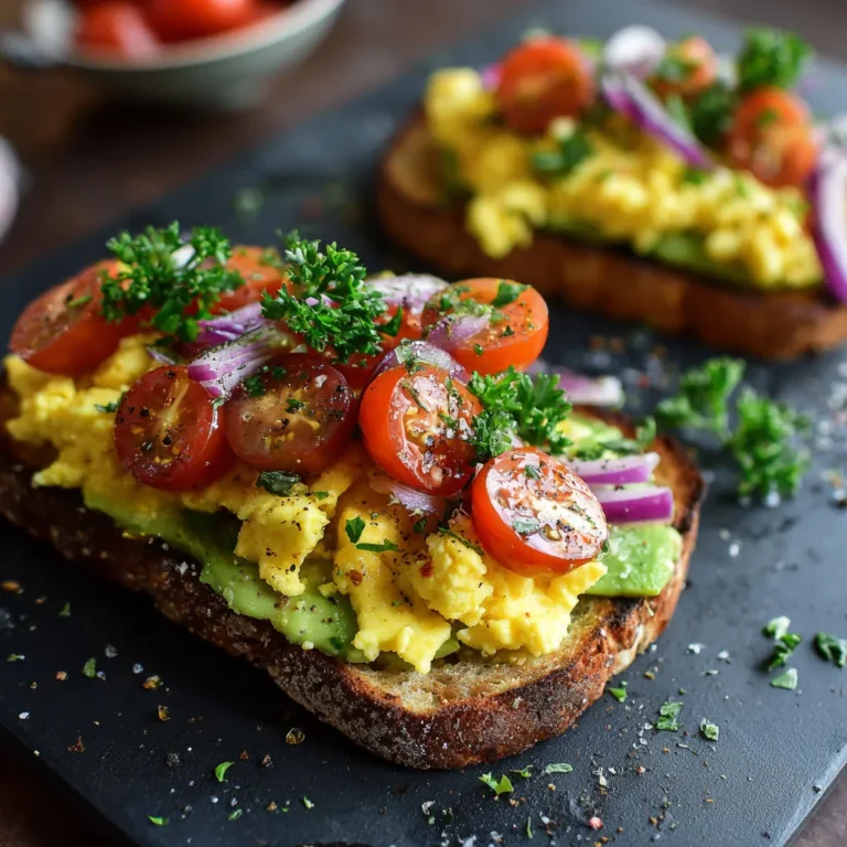 Delicious Avocado Toast with Scrambled Eggs