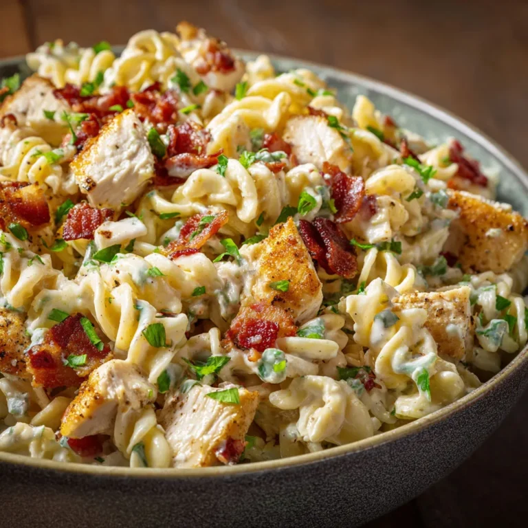 Delicious Chicken Bacon Ranch Pasta Salad