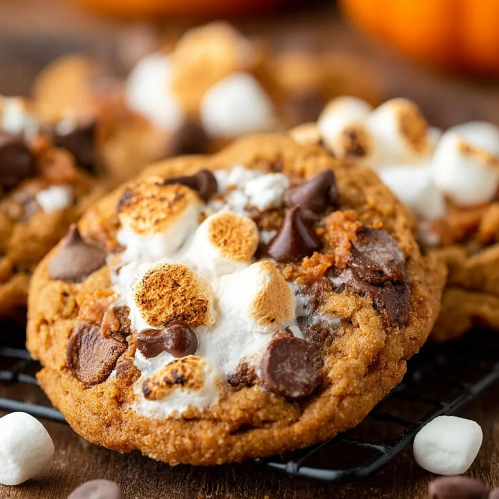 Delicious Pumpkin S'mores Chocolate Cookies