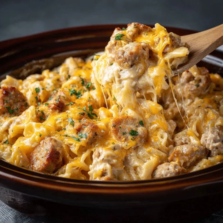 Delicious Slow Cooker Cheesy Chicken Sausage Casserole