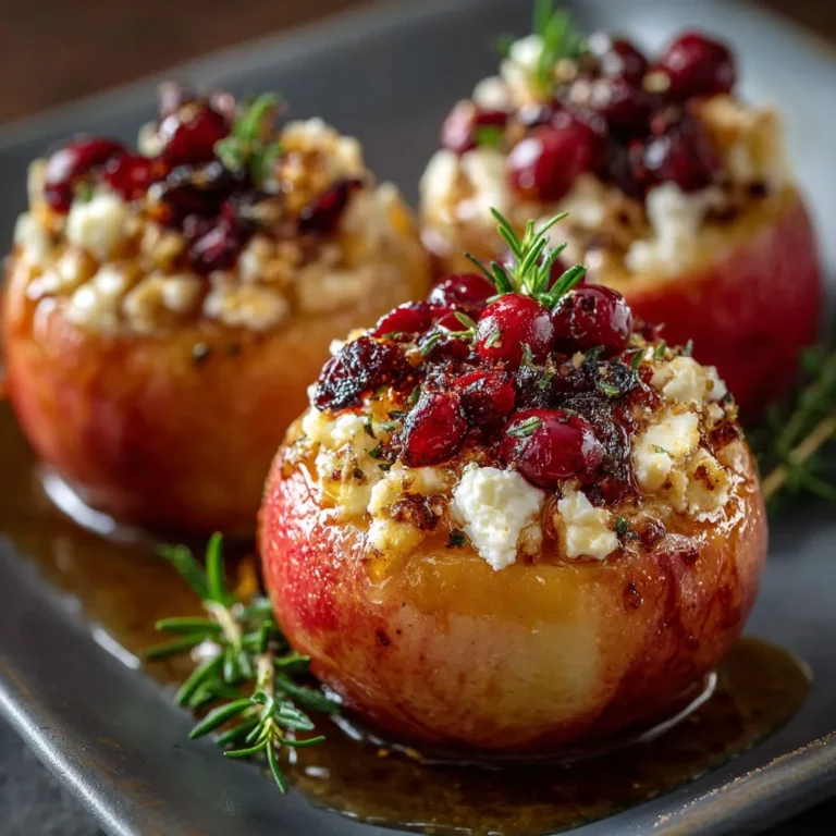 Feta-Stuffed Baked Apples with Honey and Cranberries