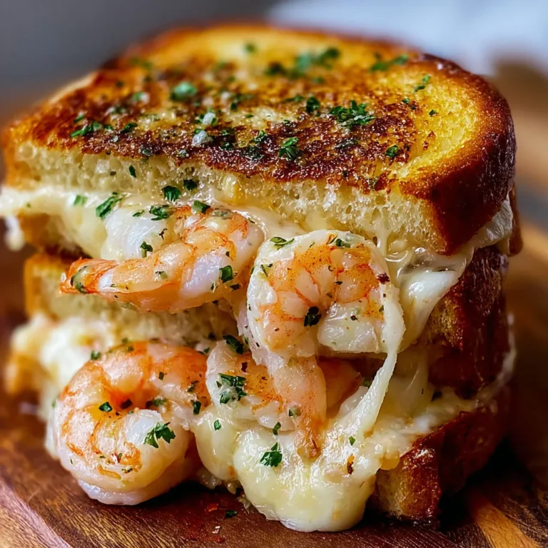Garlic Bread Grilled Cheese with Shrimp