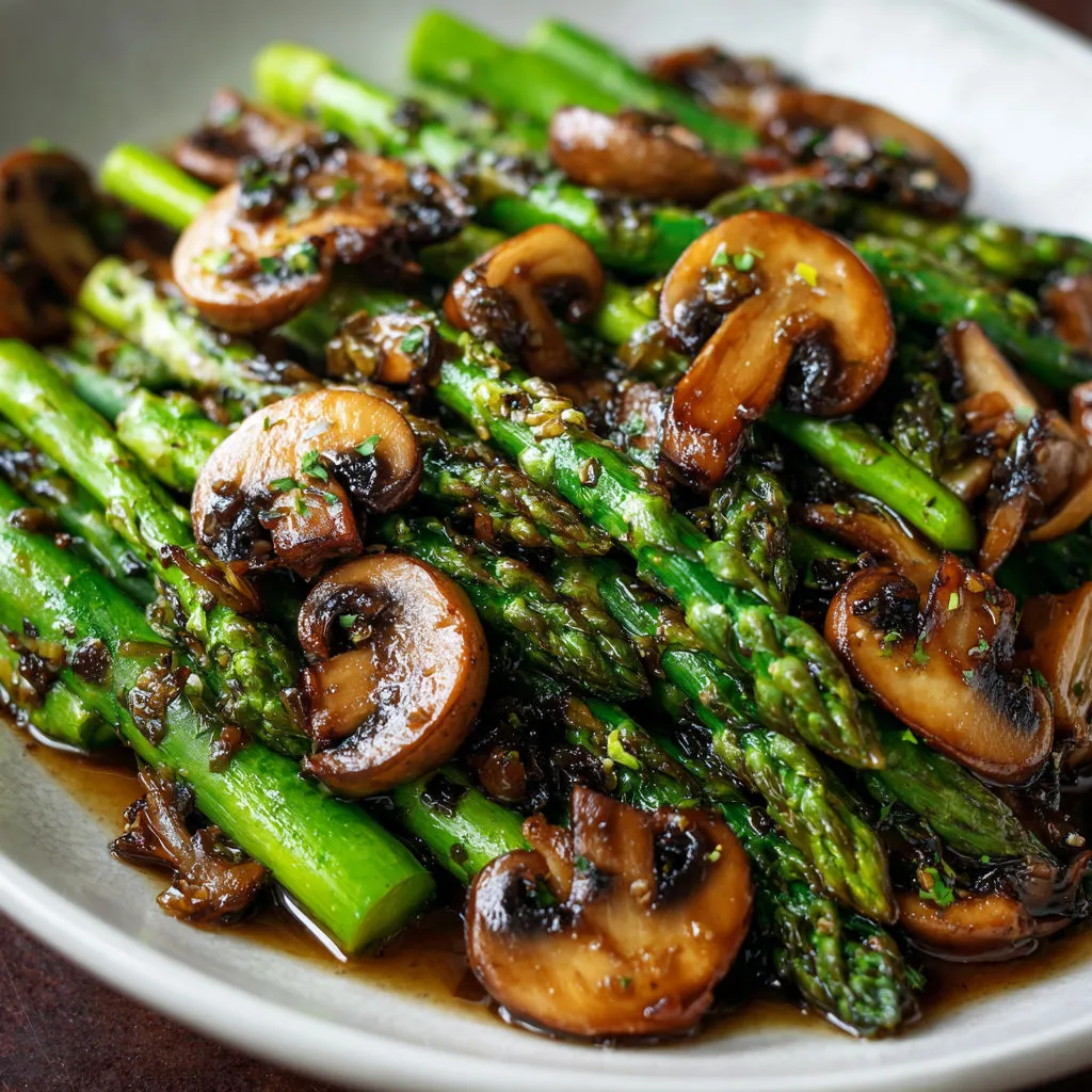 Garlic Sautéed Asparagus with Mushrooms