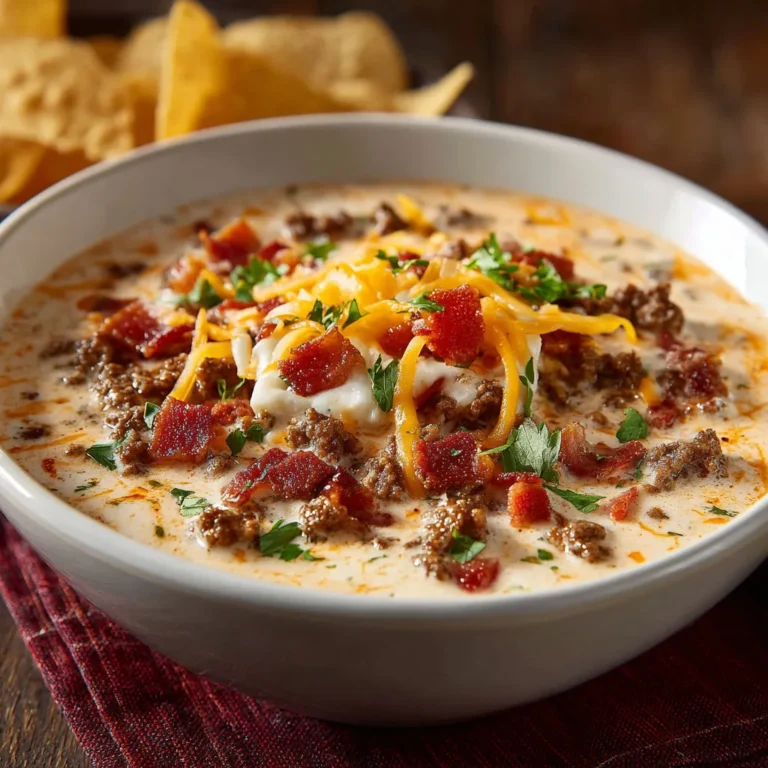 Irresistible Bacon Cheeseburger Queso Dip