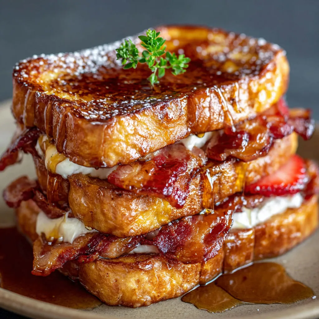 Maple Bourbon Bacon-Stuffed French Toast