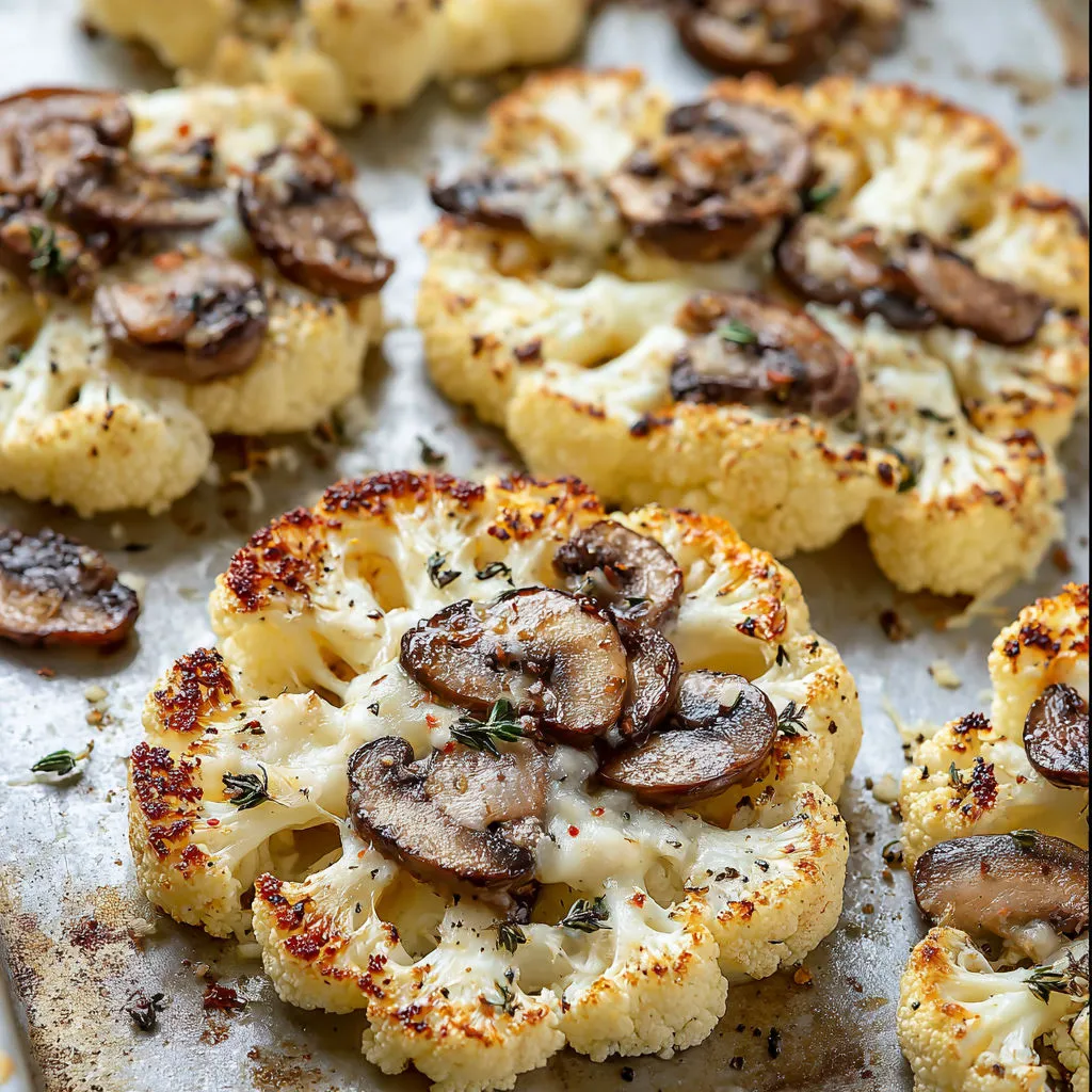 Mouthwatering Cheesy Cauliflower Mushroom Steaks