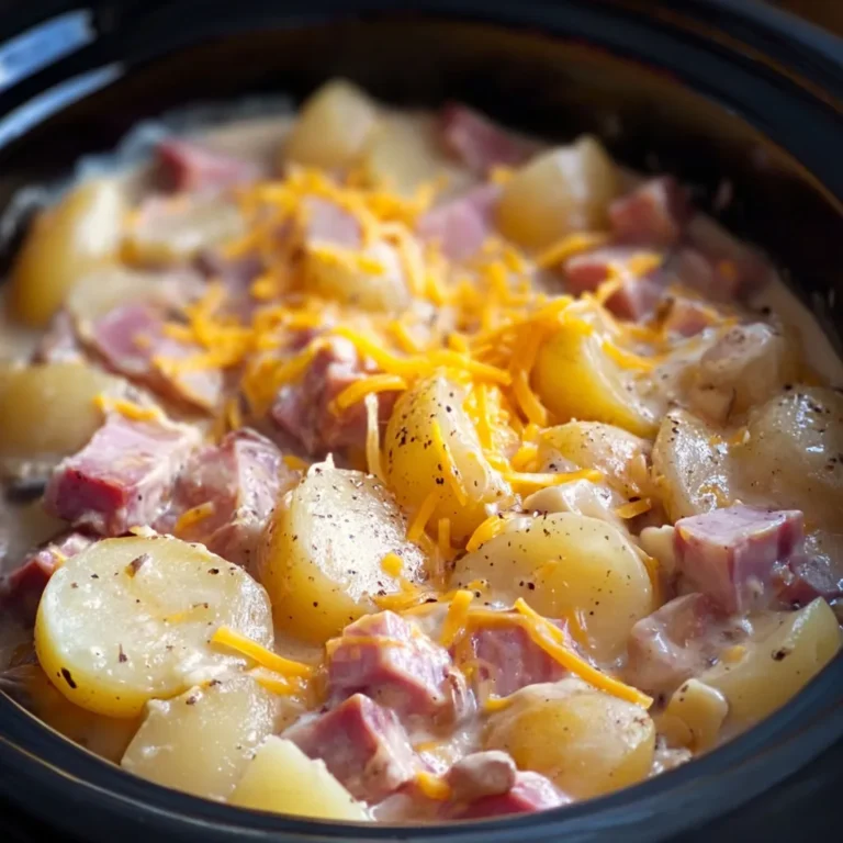 Rich and Creamy Crockpot Ham and Potatoes Recipe