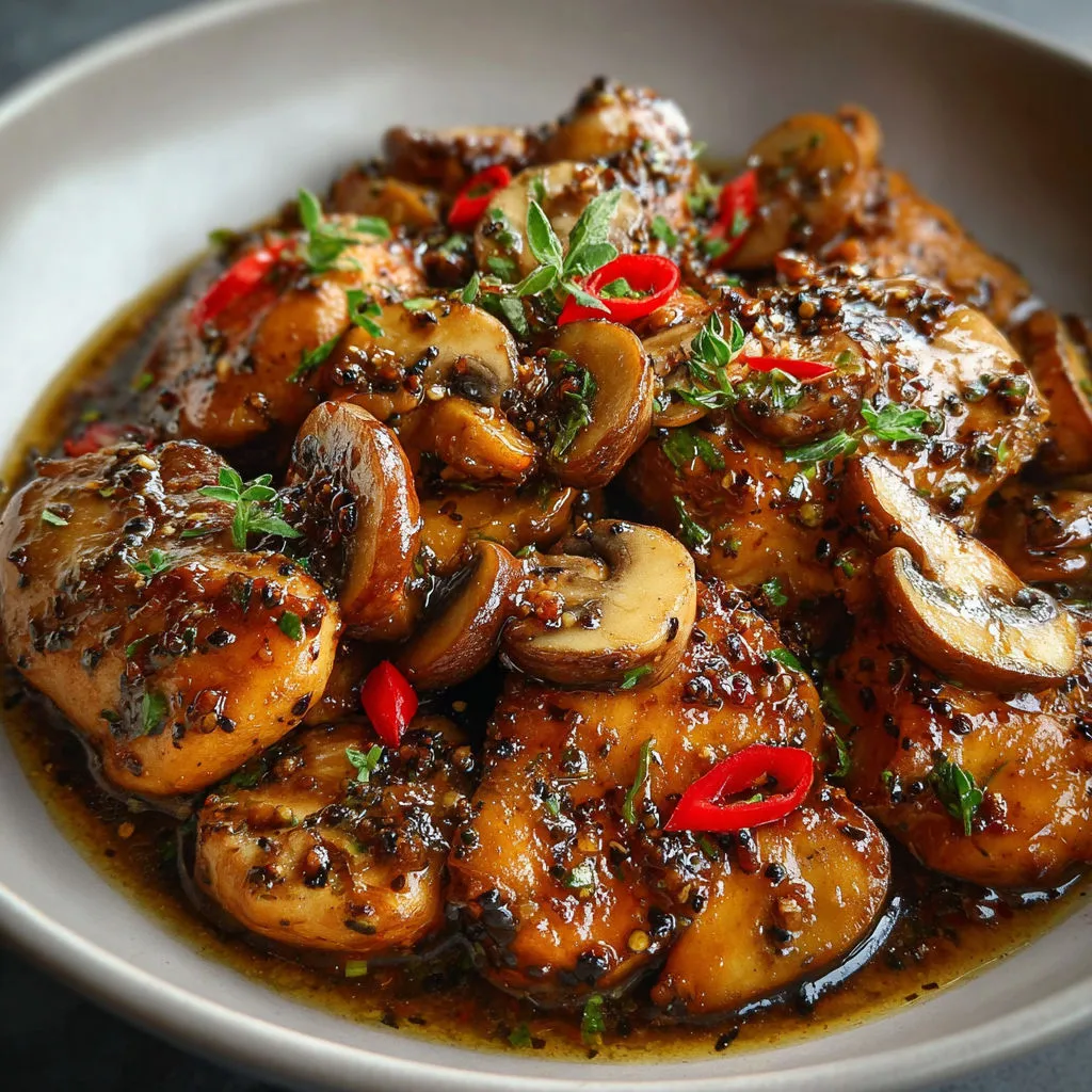 Savory Black Pepper Chicken and Mushrooms Recipe