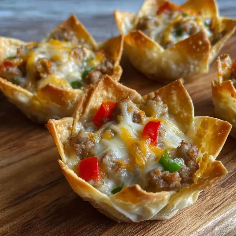 Savory Cheesy Sausage Wonton Cup Appetizers