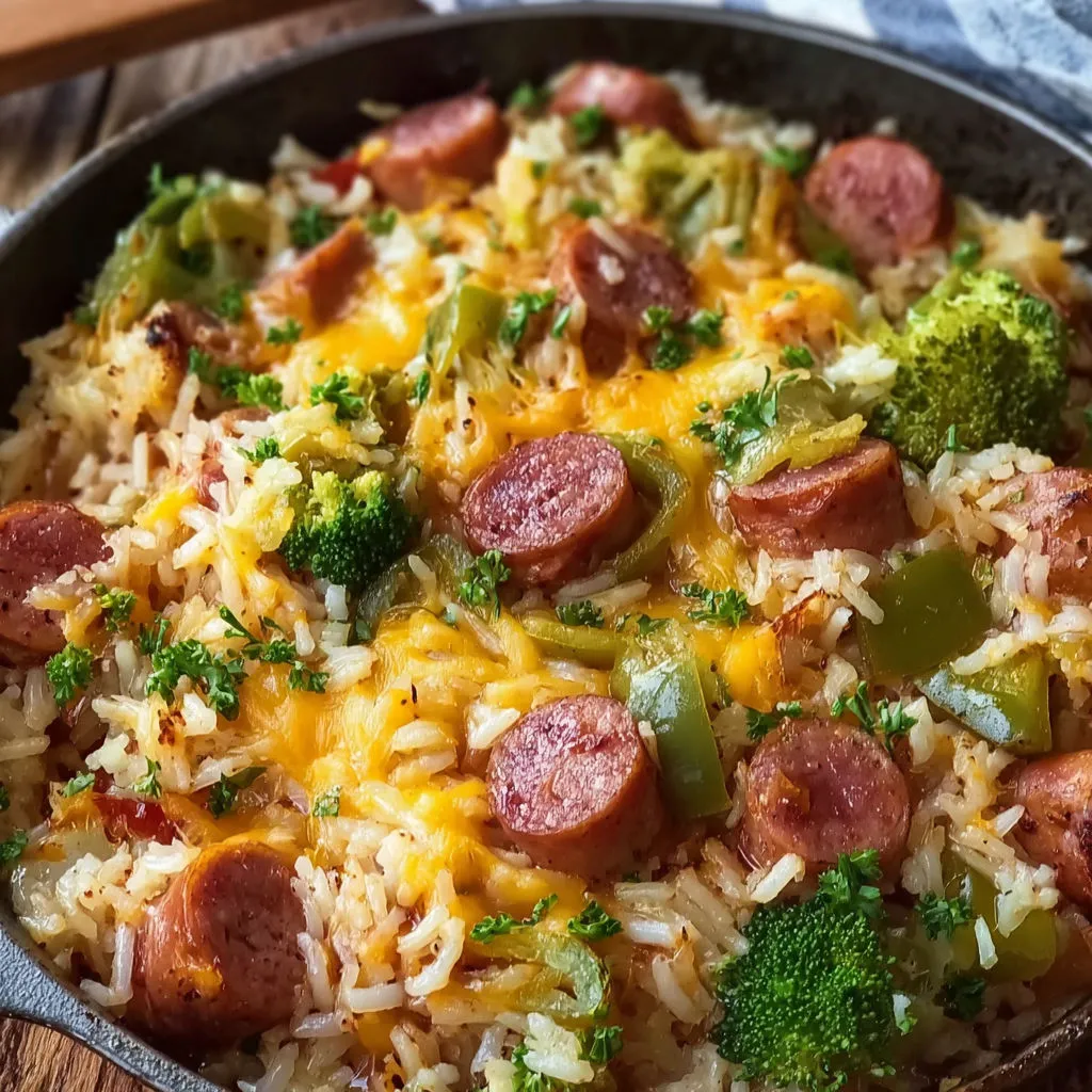 Savory Cheesy Smoked Sausage Skillet Recipe
