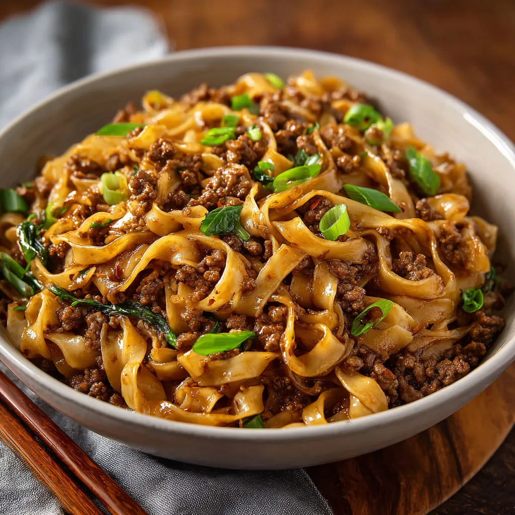 Savory Mongolian Ground Beef Noodles