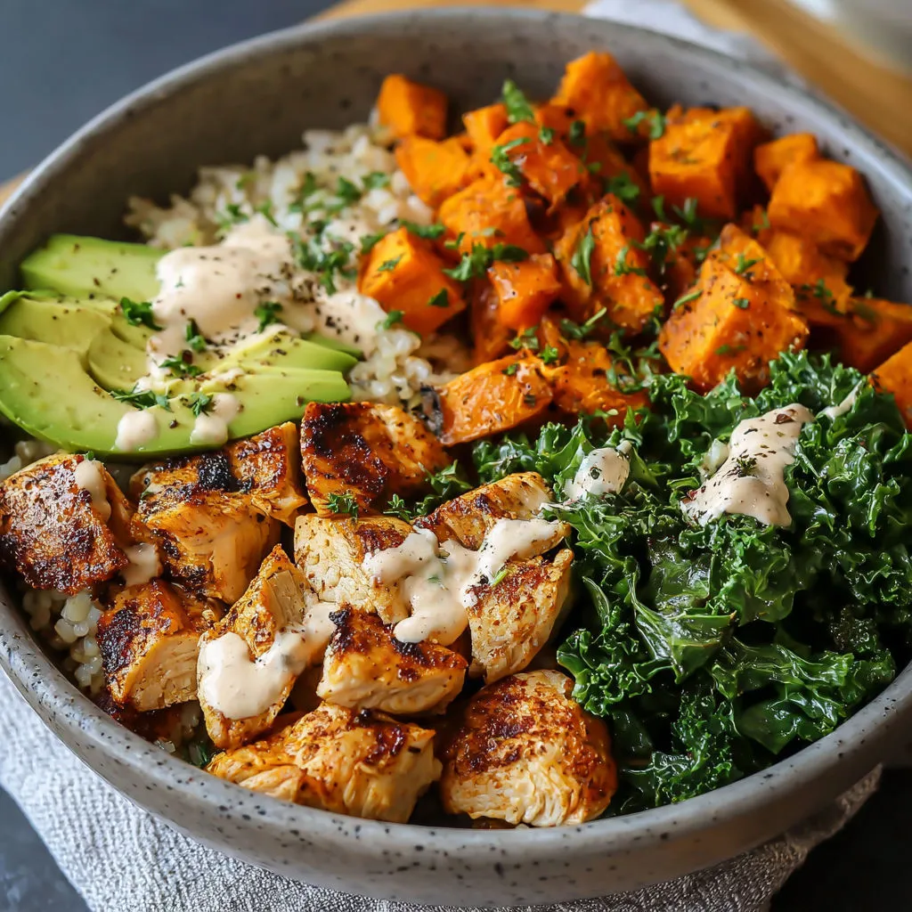 Savory Roasted Chicken Sweet Potato Bowl Recipe