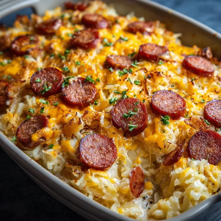 Savory Smoked Sausage Cheesy Potato Bake
