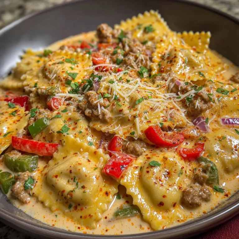 Spicy Cajun Sausage Ravioli in Creamy Sauce