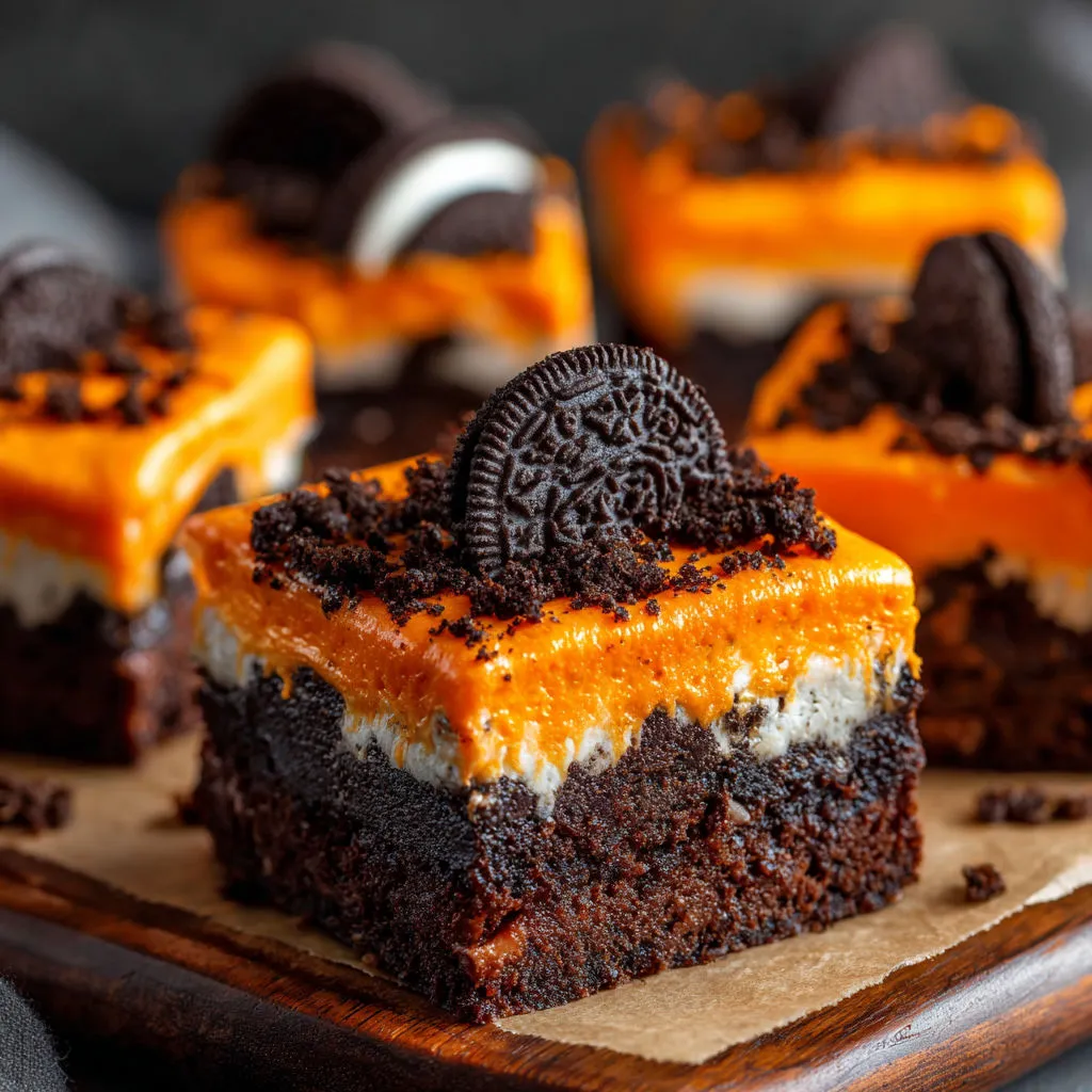 Spooky Oreo Layered Brownies - Halloween Recipe