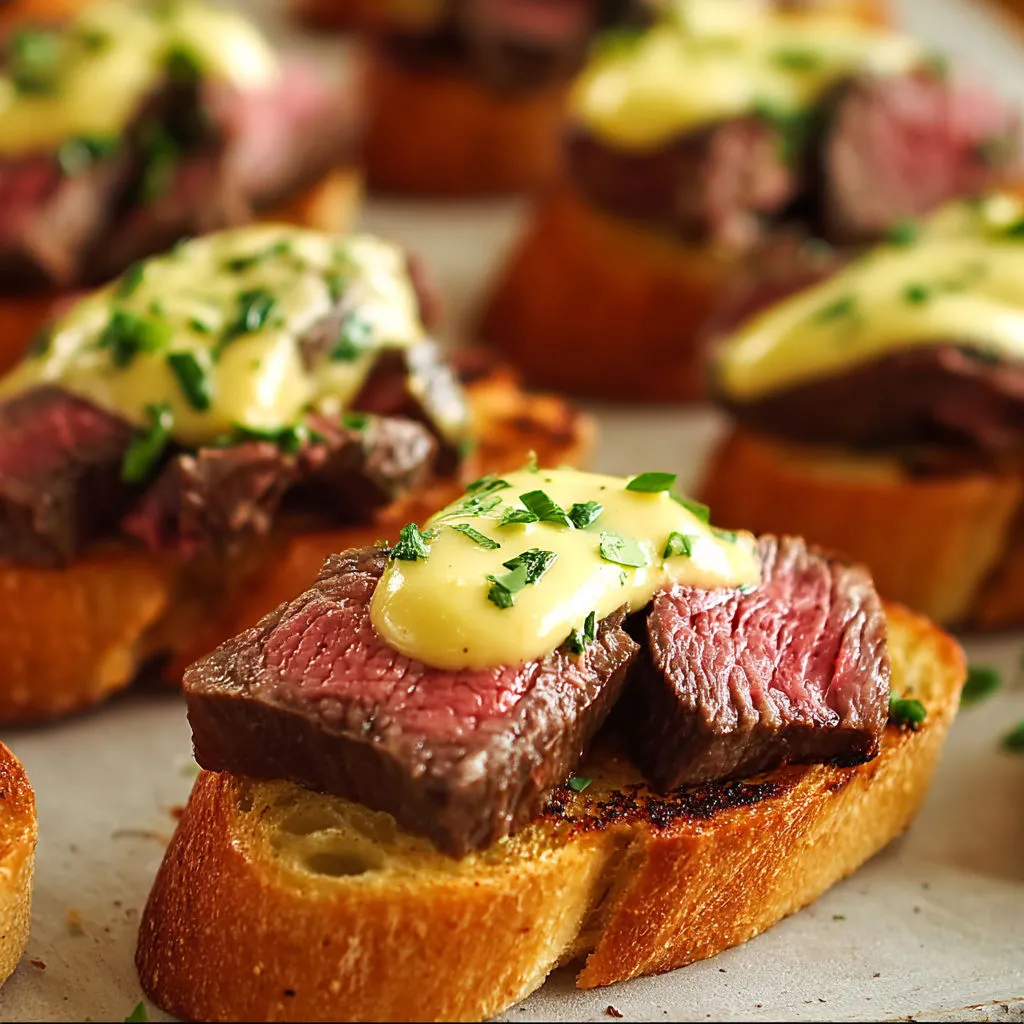 Succulent Grilled Tenderloin Crostini with Béarnaise Sauce
