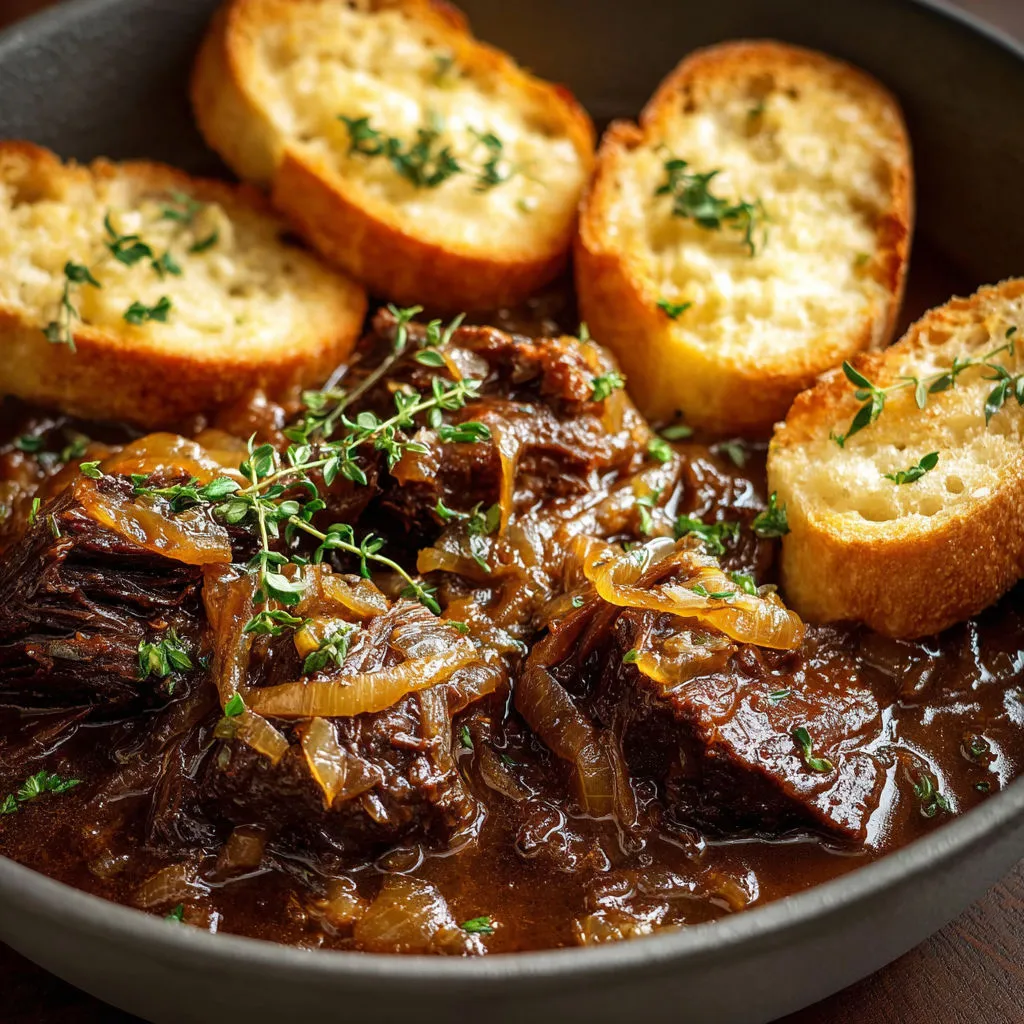 Tender French Onion Braised Beef Recipe