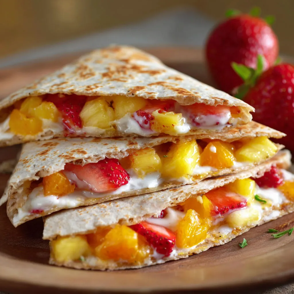 Tropical Fruit Quesadillas with Creamy Filling