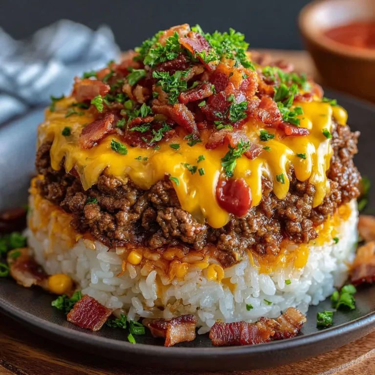 Ultimate Bacon Cheeseburger Rice Stack Recipe