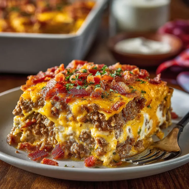 Ultimate Bacon Cheeseburger Sheet Pan Lasagna