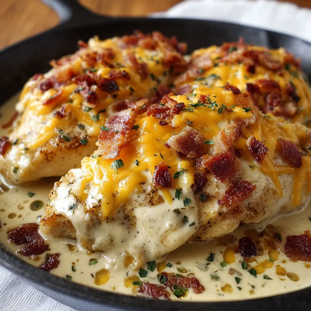 Bacon Ranch Skillet Chicken with Cheesy Sauce