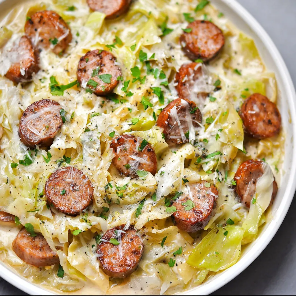 Cajun Sausage Cabbage Alfredo: Keto-Friendly Recipe