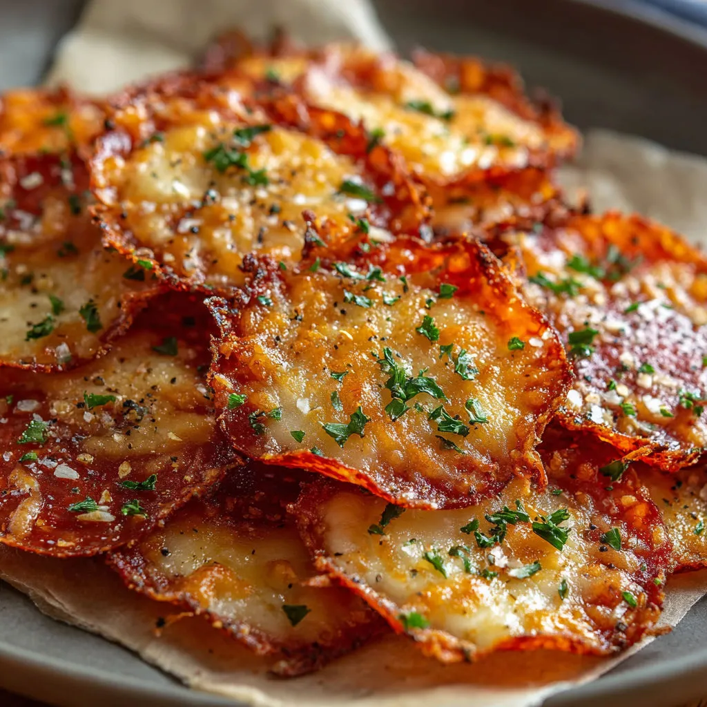 Crispy Baked Pepperoni Cheese Crisps Recipe
