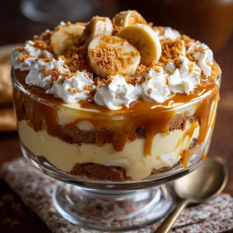 Decadent Biscoff Banana Pudding with Caramel Drizzle