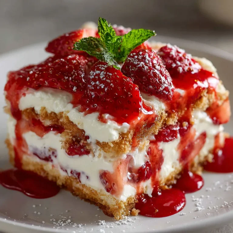 Decadent No-Bake Strawberry Cheesecake Lasagna Recipe