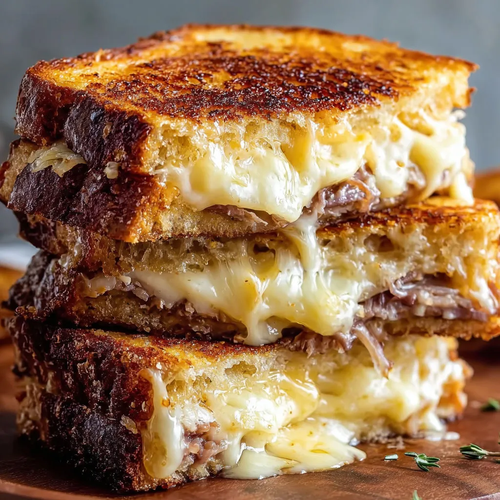 Gourmet French Dip Grilled Cheese Sandwich
