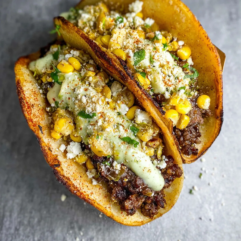 Smash Burger Tacos with Street Corn Twist