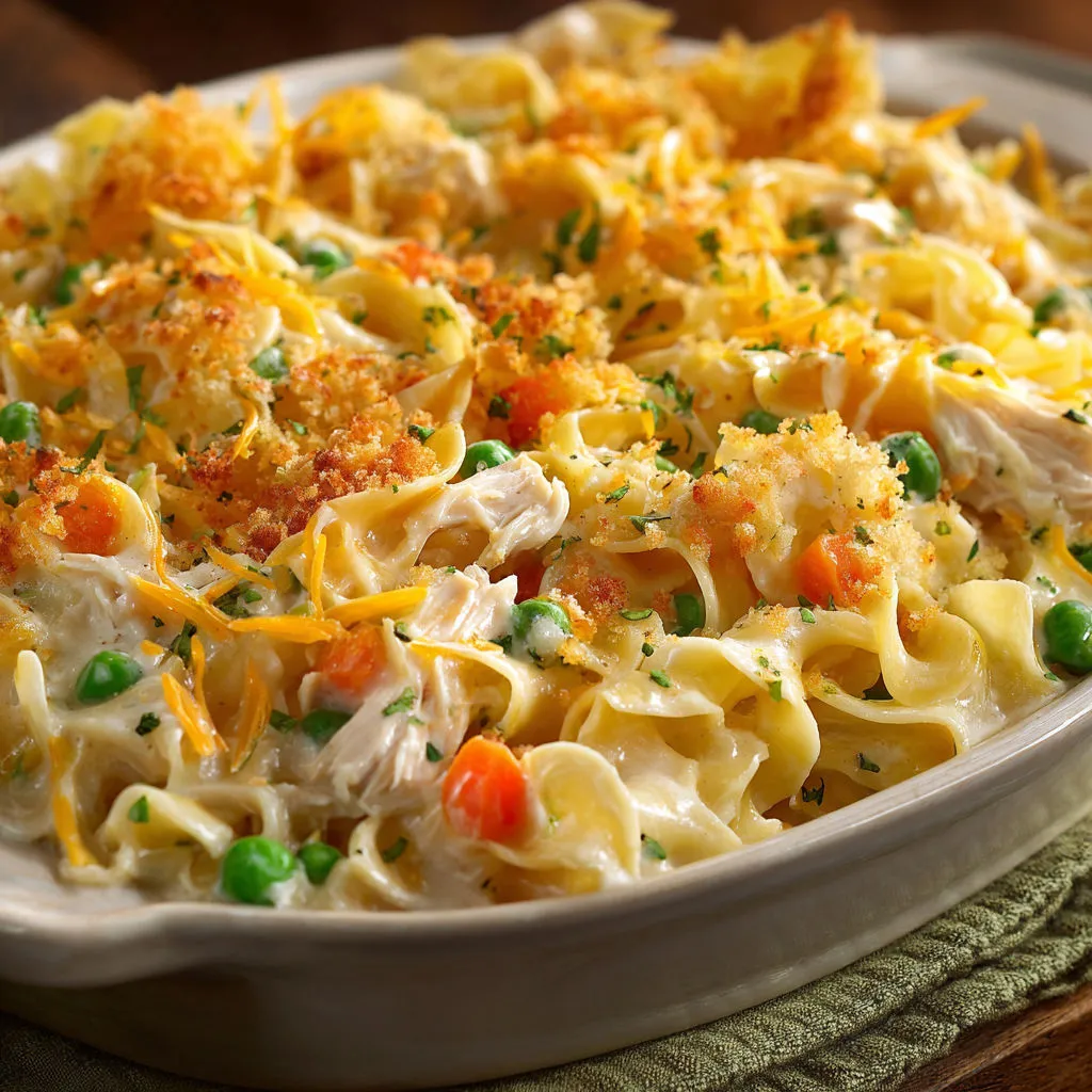 Cheesy Chicken Noodle Casserole Bake Recipe