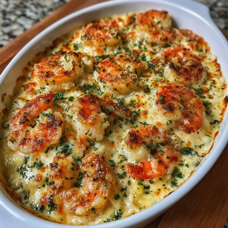 Cheesy Garlic Shrimp Bake Recipe