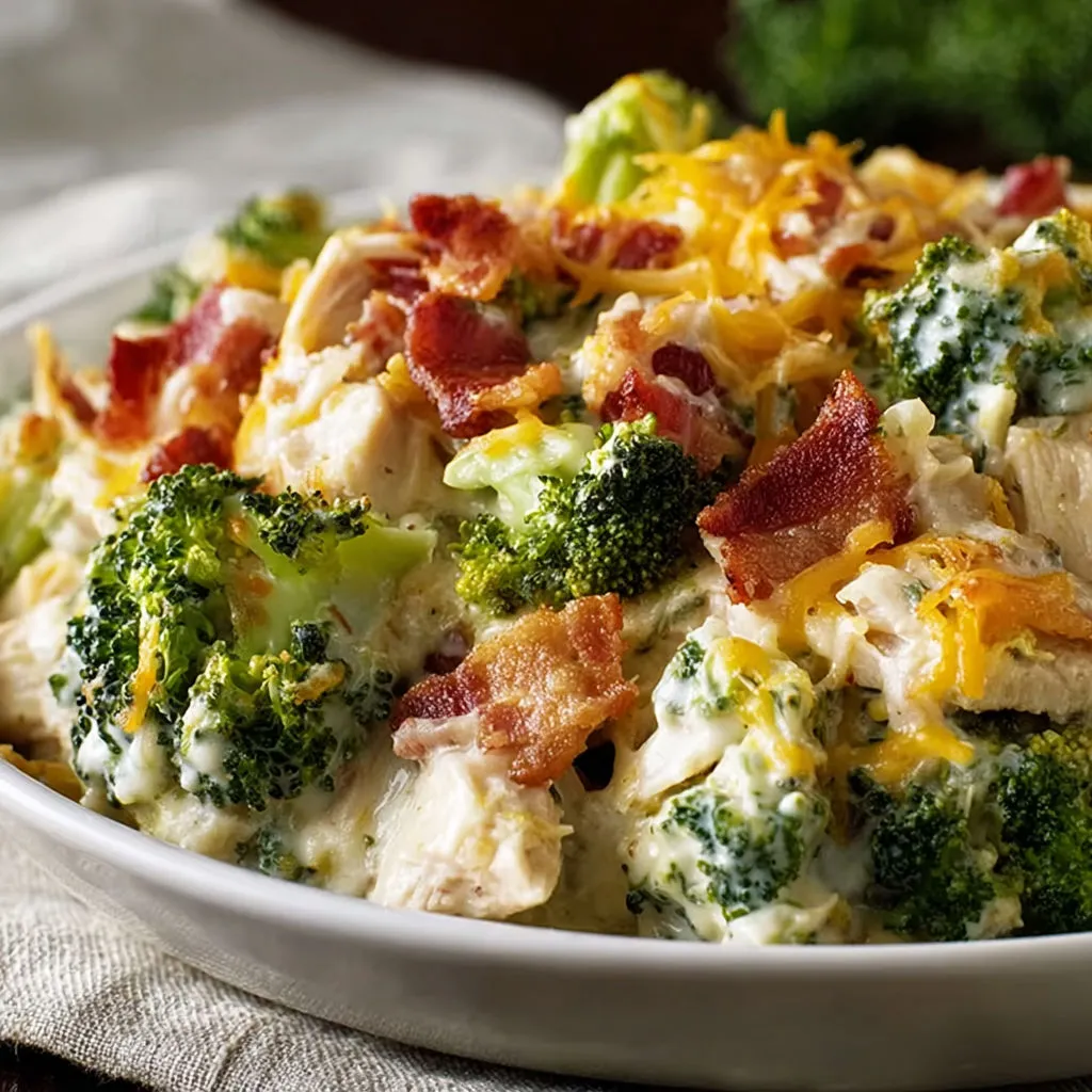 Creamy Chicken Bacon Broccoli Casserole - Easy Dinner Recipe