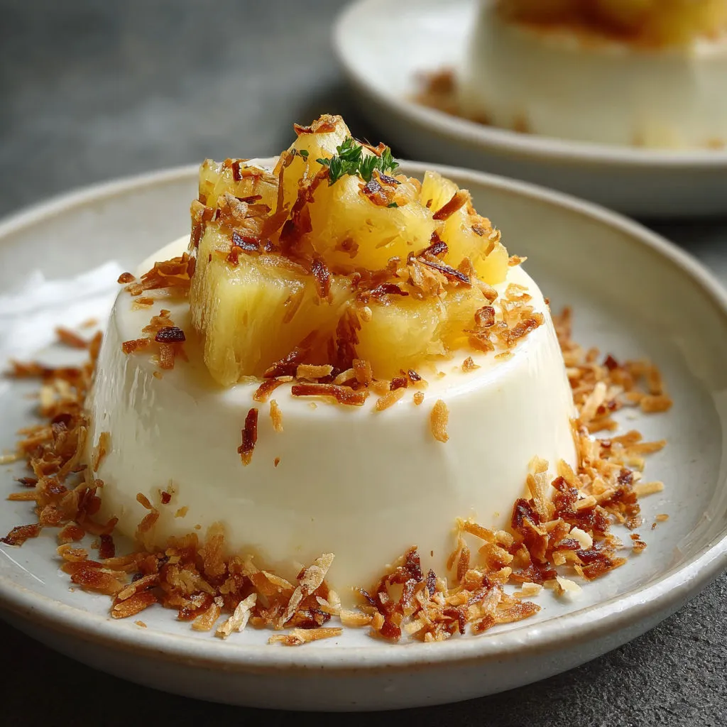 Creamy Coconut Panna Cotta with Pineapple - Exotic Dessert