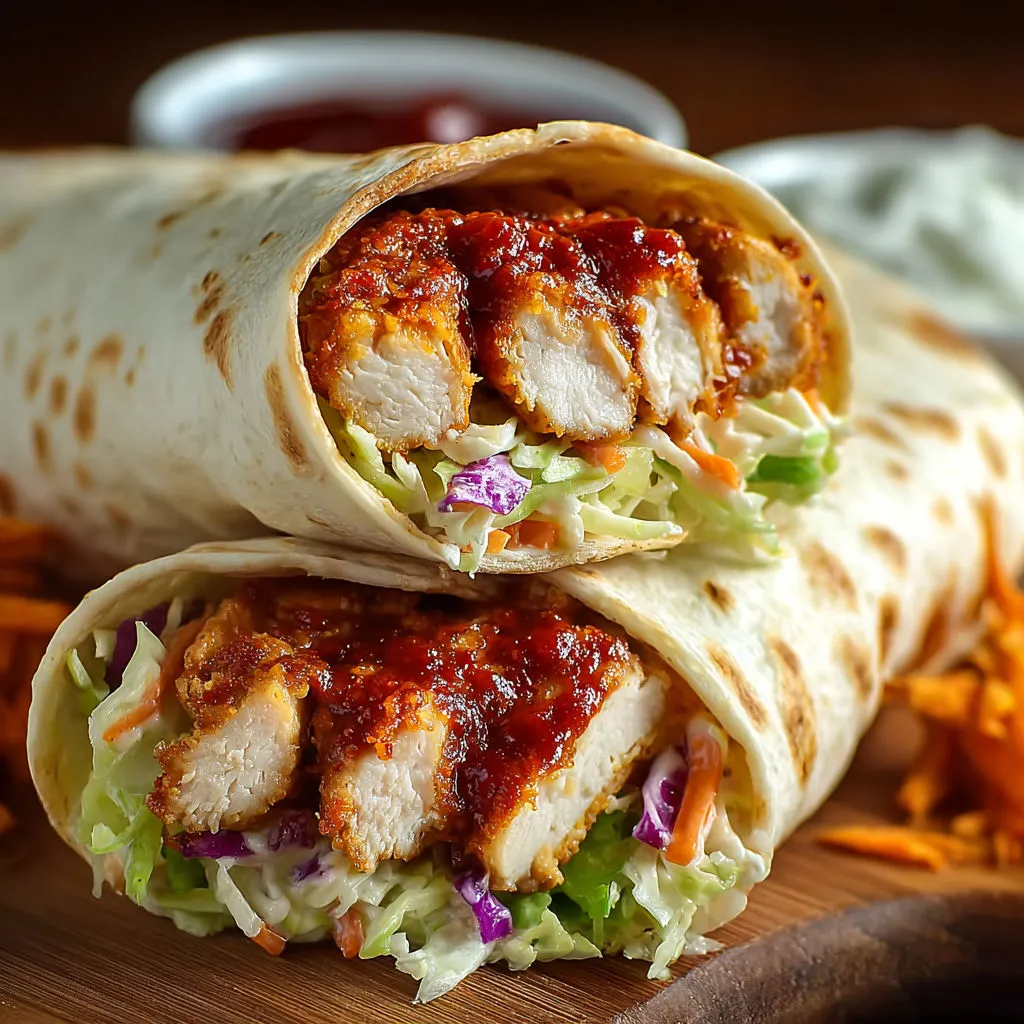 Crispy BBQ Chicken Wraps with Coleslaw