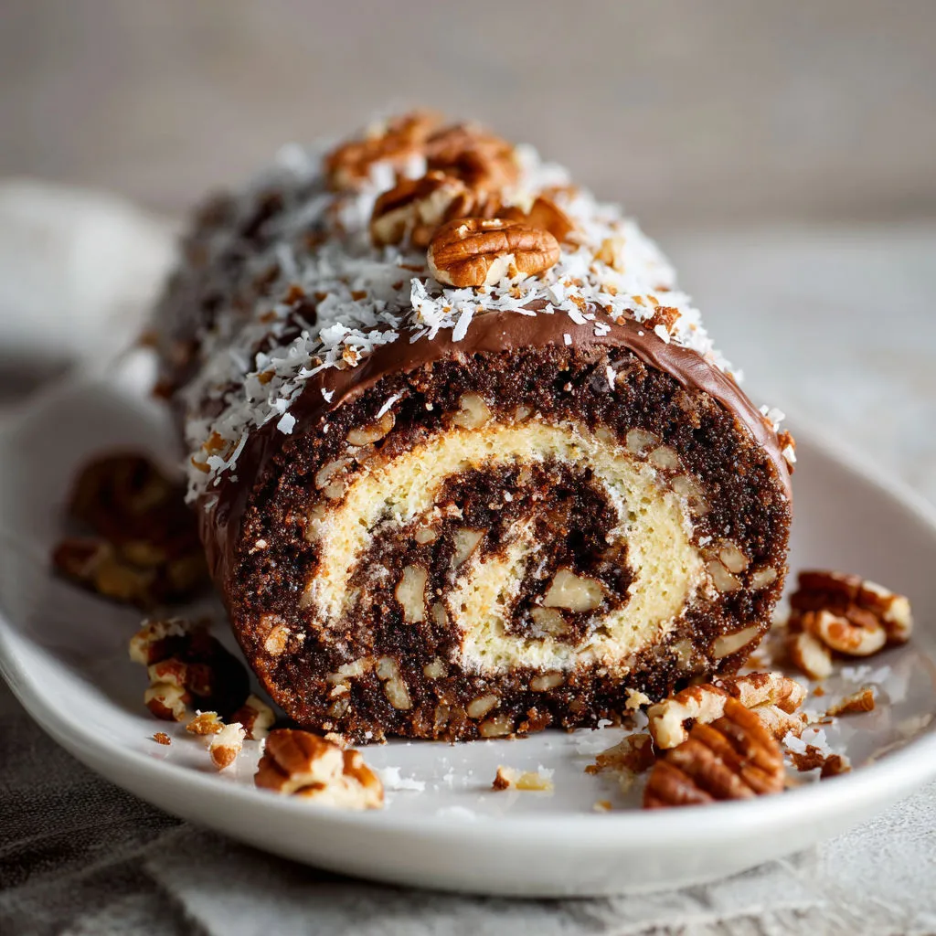 Decadent German Chocolate Sponge Roll Recipe