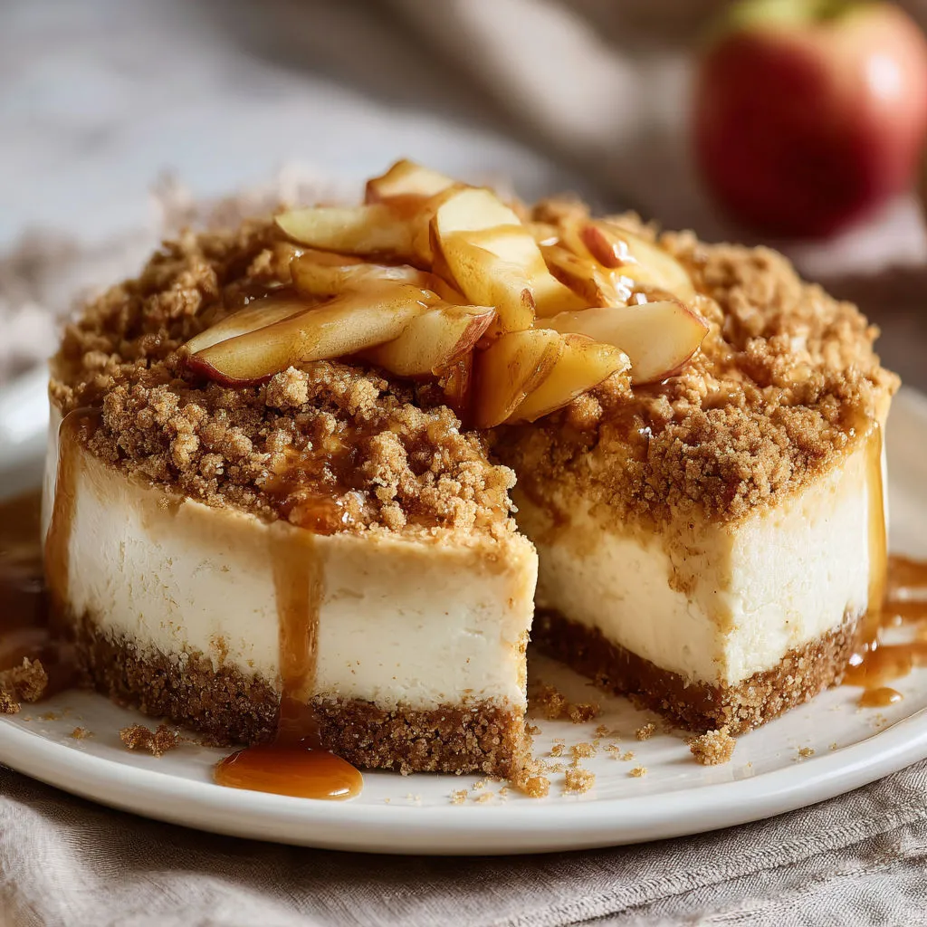 Delicious Apple Cheesecake with Cinnamon Crumble